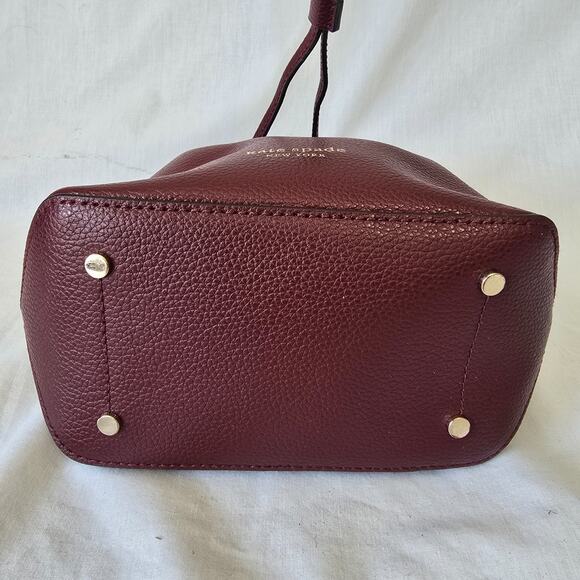 Kate Spade Eva Bucket Bag Cherrywood Burgundy Leather 7\